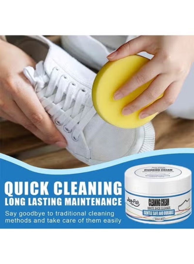 JUE-FISH White Shoe Cleaner, Shoe Cleaner, Re-Color and Polish Smooth Leather Shoes and Boots,Sneaker Cleaner White Shoes, White Rubber Sole Shoe Cleaner - Image 3